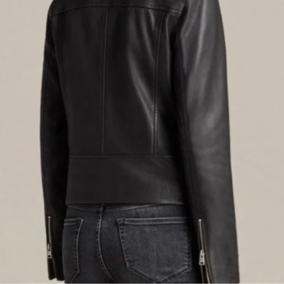 ALLSAINTS Leather Bales Moto Biker Jacket UK 8 / US 4 - Picture 3 of 13